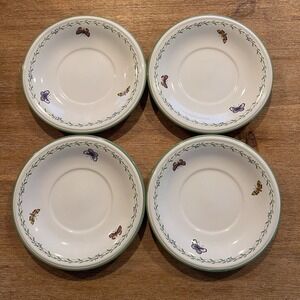 Studio Nova‎ 6.5" Saucers Garden Bloom Set-4 Y2372 Butterflies Pattern Thailand